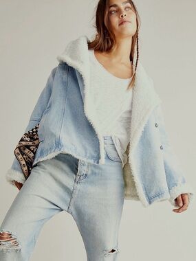 Free People Twisted Heart Cozy Denim Jacket